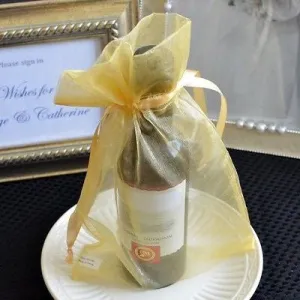 10 Large Gold Copper Organza Favor Pouches Wedding Gift Bag Drawstring Bags