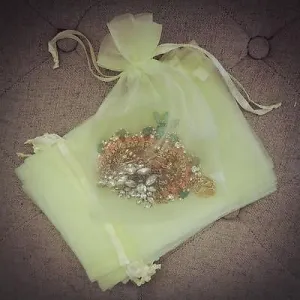 10 Large Lemon Mint Organza Favor Pouches Wedding Gift Bags Yellow Lime Green