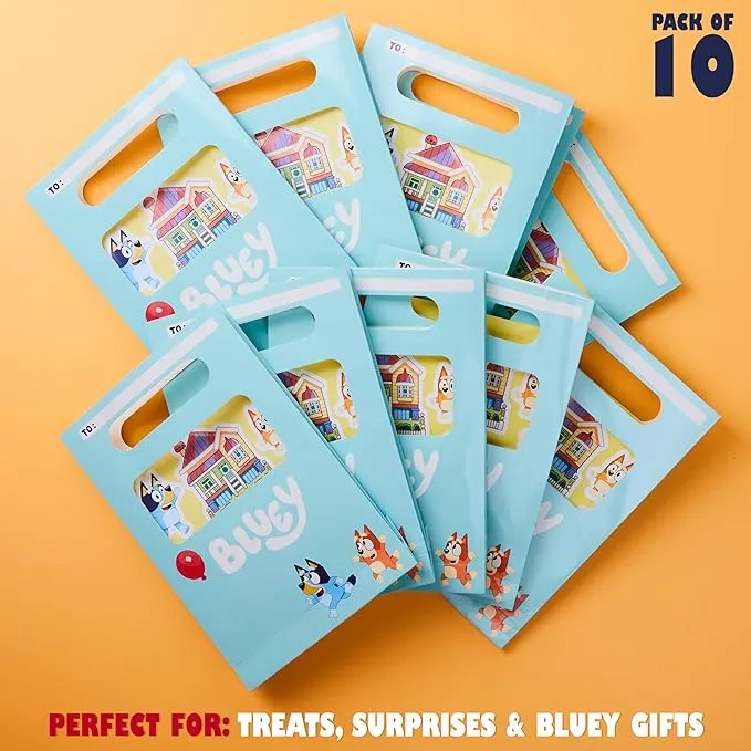 [10-Pack Bundle] Bluey Themed Paper Bags   Sticker Sheet