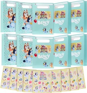 [10-Pack Bundle] Bluey Themed Paper Bags   Sticker Sheet