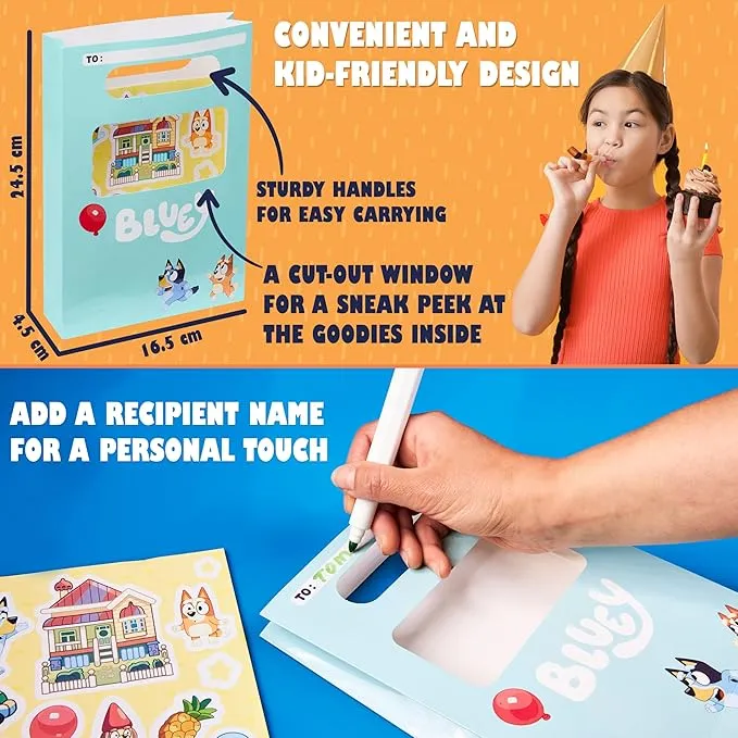 [10-Pack Bundle] Bluey Themed Paper Bags   Sticker Sheet