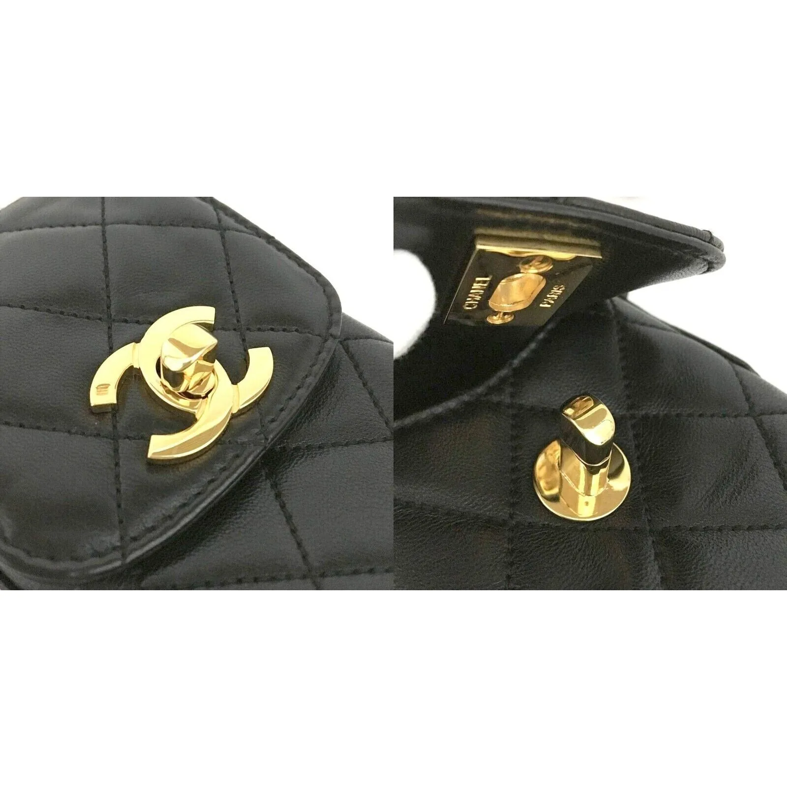 100% Authentic CHANEL Quilted Matelasse CC Logo Lambskin Chain Crossbody Bag