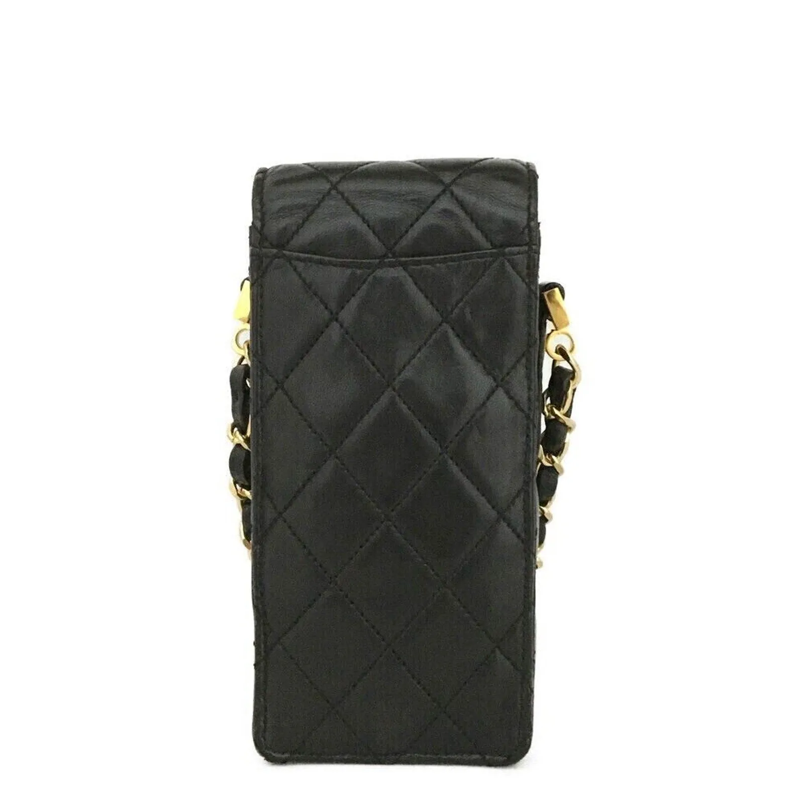 100% Authentic CHANEL Quilted Matelasse CC Logo Lambskin Chain Crossbody Bag
