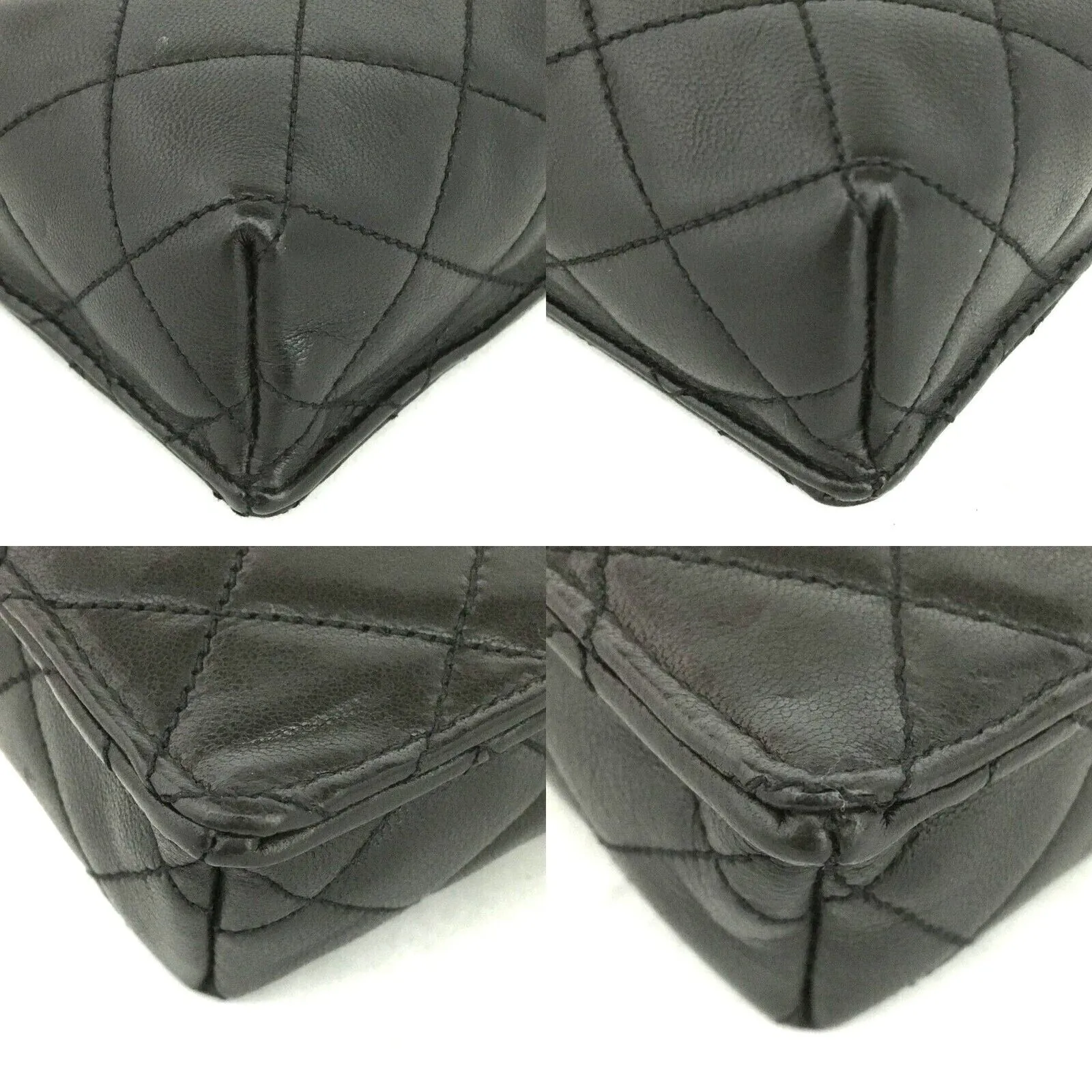 100% Authentic CHANEL Quilted Matelasse CC Logo Lambskin Chain Crossbody Bag