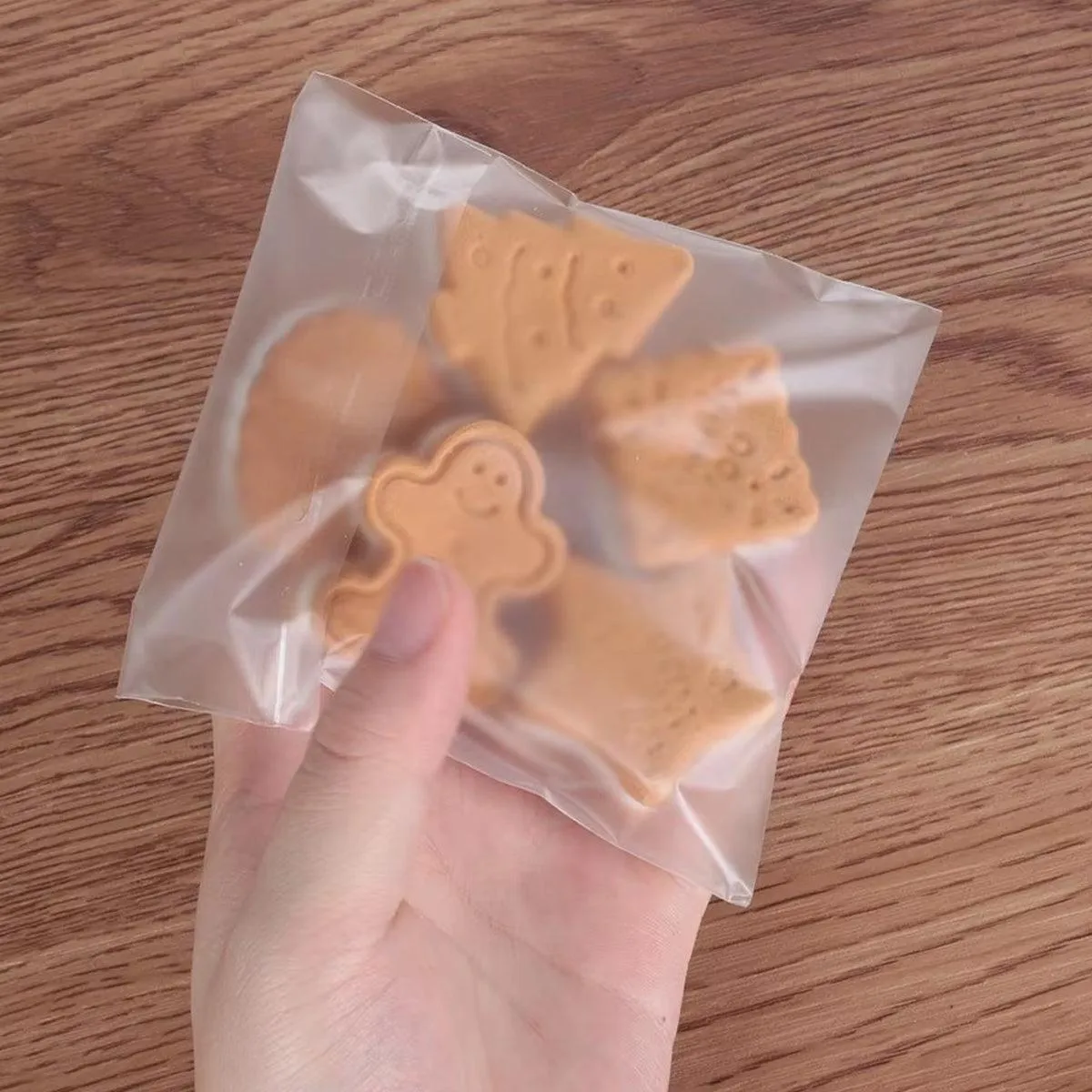 100X Translucent Plastic Candy Packaging Bags Self Adhesive Cookie Biscuit Bags
