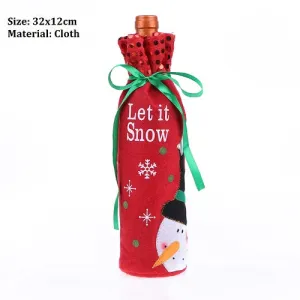 11 Types Christmas Wine Bottle Cover New Year Gift Bag Holder Christmas Decoration For Home Party Dinner Table Decor