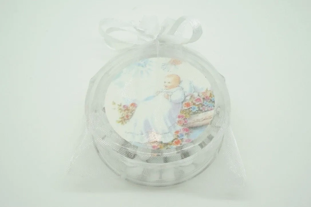 12 Baptism White Scented Rosaries with Organza Bags