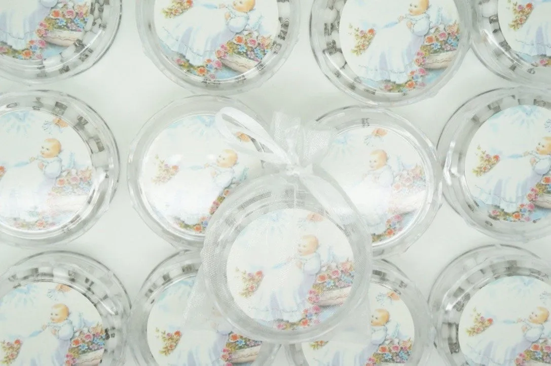 12 Baptism White Scented Rosaries with Organza Bags