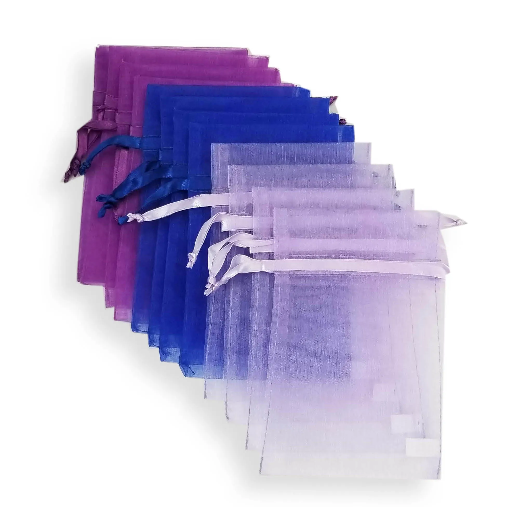12 Mermaid Gift Favor Bags Purple Blue Drawstring Pouches