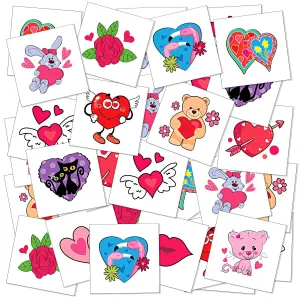 144 Valentines Tattoos for Kids - Cool Valentines Goodie Bag Stuffers, Heart Love Tattoo Stickers -Valentines for Kids Classroom Exchange - Valentines Treats, Valentine Party Favors,