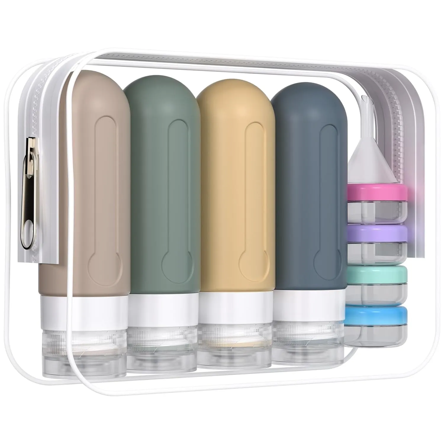 16 Pack Travel Bottles Set - TSA Approved Leak Proof Silicone Squeezable Containers for Toiletries, Conditioner, Shampoo, Lotion & Body Wash Accessories (16 Pcs/White Pack)