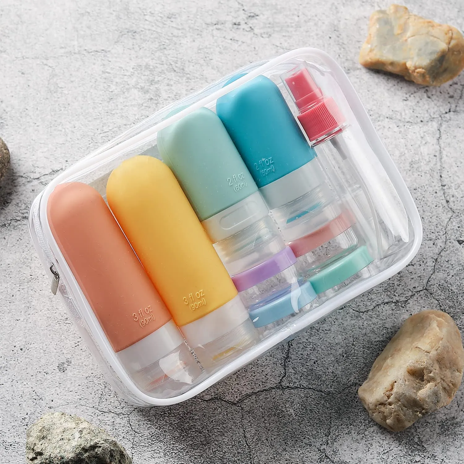 16 Pack Travel Bottles Set - TSA Approved Leak Proof Silicone Squeezable Containers for Toiletries, Conditioner, Shampoo, Lotion & Body Wash Accessories (16 Pcs/White Pack)