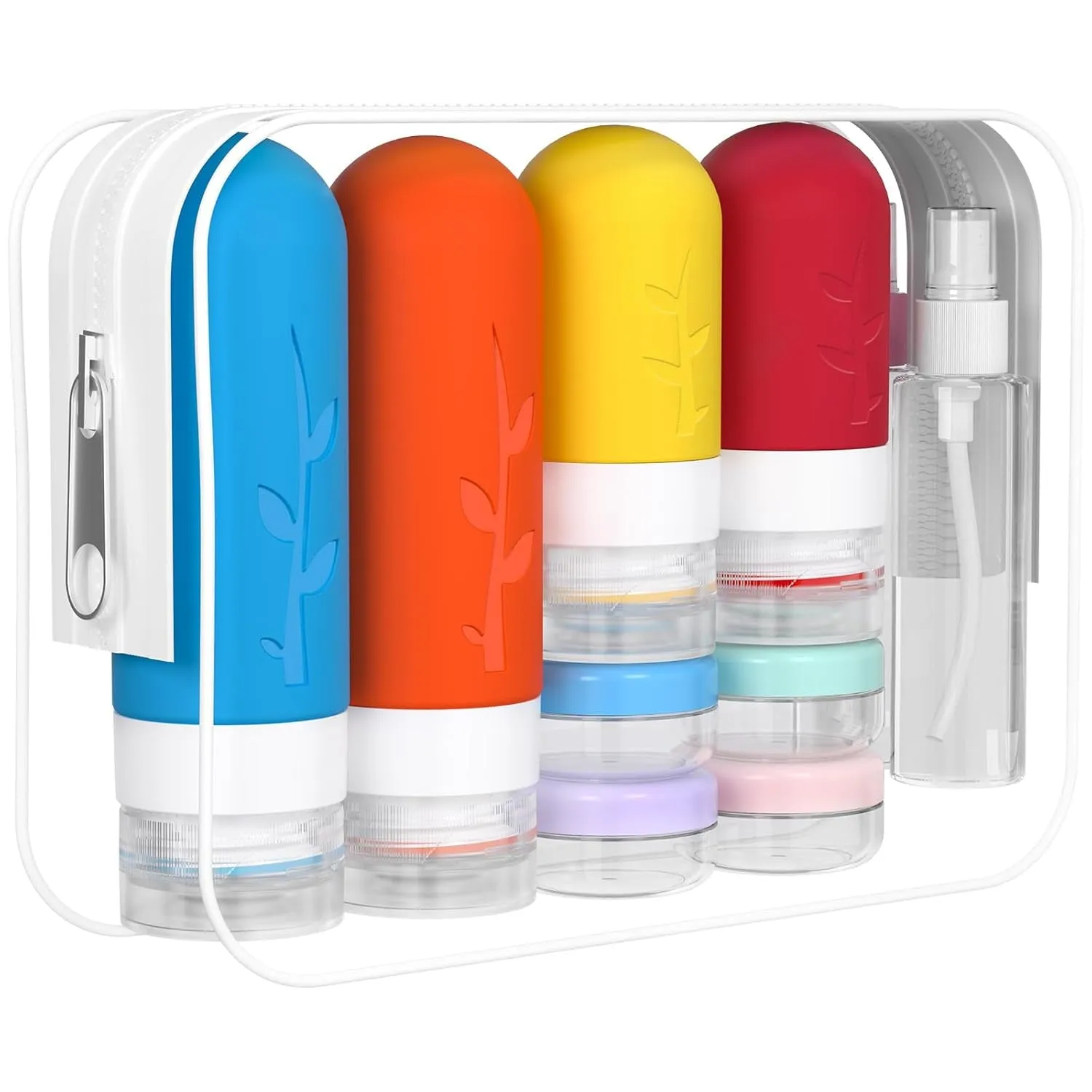 16 Pack Travel Bottles Set - TSA Approved Leak Proof Silicone Squeezable Containers for Toiletries, Conditioner, Shampoo, Lotion & Body Wash Accessories (16 Pcs/White Pack)