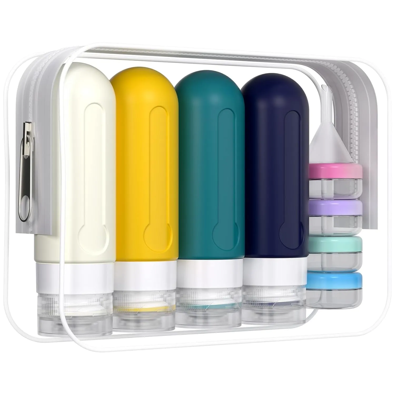 16 Pack Travel Bottles Set - TSA Approved Leak Proof Silicone Squeezable Containers for Toiletries, Conditioner, Shampoo, Lotion & Body Wash Accessories (16 Pcs/White Pack)