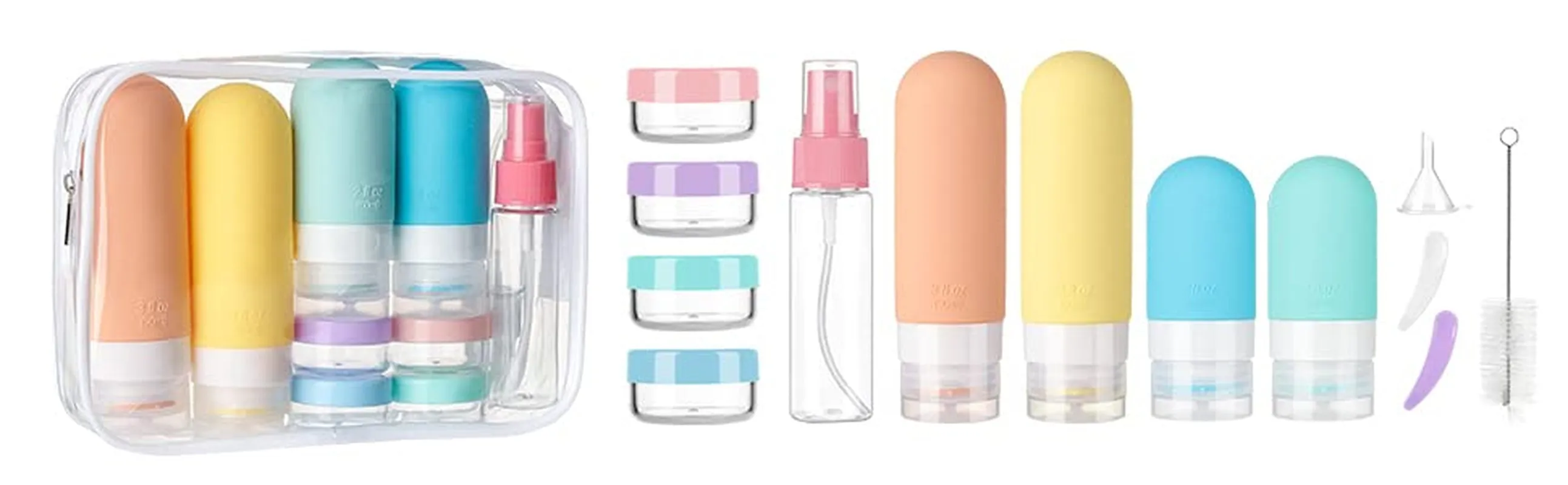 16 Pack Travel Bottles Set - TSA Approved Leak Proof Silicone Squeezable Containers for Toiletries, Conditioner, Shampoo, Lotion & Body Wash Accessories (16 Pcs/White Pack)
