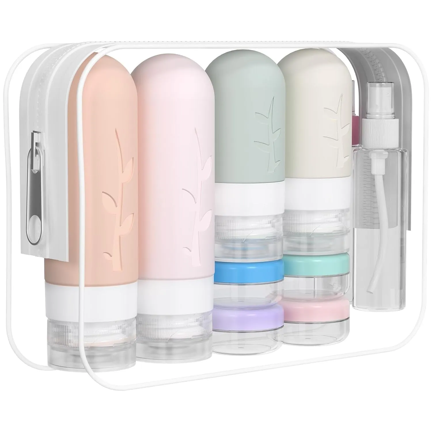 16 Pack Travel Bottles Set - TSA Approved Leak Proof Silicone Squeezable Containers for Toiletries, Conditioner, Shampoo, Lotion & Body Wash Accessories (16 Pcs/White Pack)