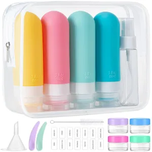 16Pack Travel Bottles for Toiletries, TSA Approved Leakproof Squeezable Silicone Toiletry Containers for Shampoo, Conditioner, 3Oz Portable Refillable Traveling Size Liquid Containers (16Pcs/Colorful)