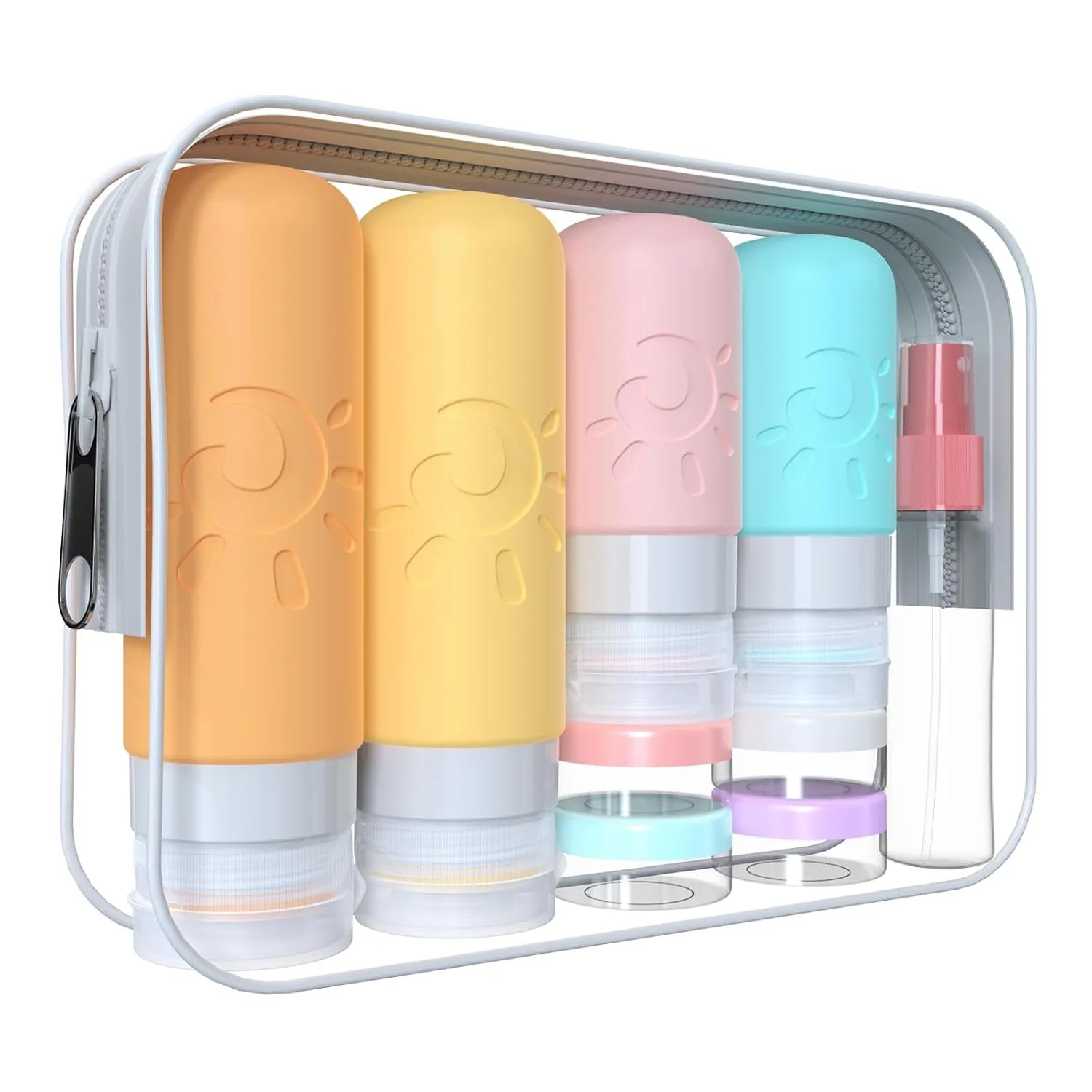 18 Pack Travel Bottles for Toiletries, TSA Approved Silicone Travel Containers Leak Proof Refillable Travel Accessories for Shampoo Conditioner Lotion Body Wash(Multicolored C)