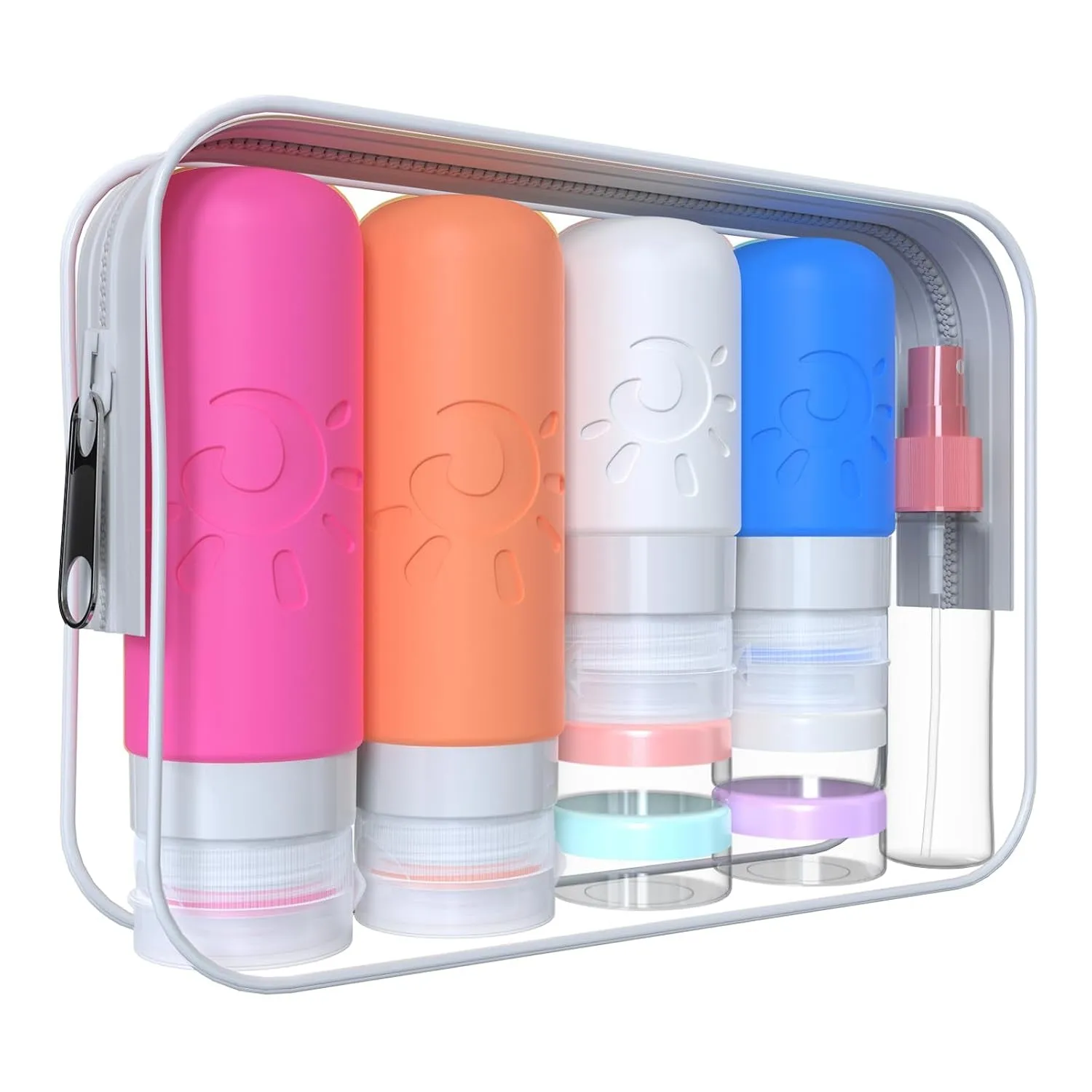 18 Pack Travel Bottles for Toiletries, TSA Approved Silicone Travel Containers Leak Proof Refillable Travel Accessories for Shampoo Conditioner Lotion Body Wash(Multicolored C)
