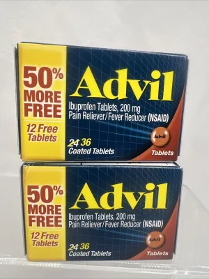 (2) Advil Pain Reliever Fever Reducer 100 36 Coated Tablets Travel 4/26