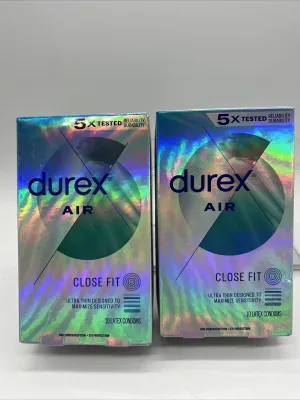 (2) Durex Air Extra Thin Transparent Natural Rubber Latex 10 Condoms 10/26