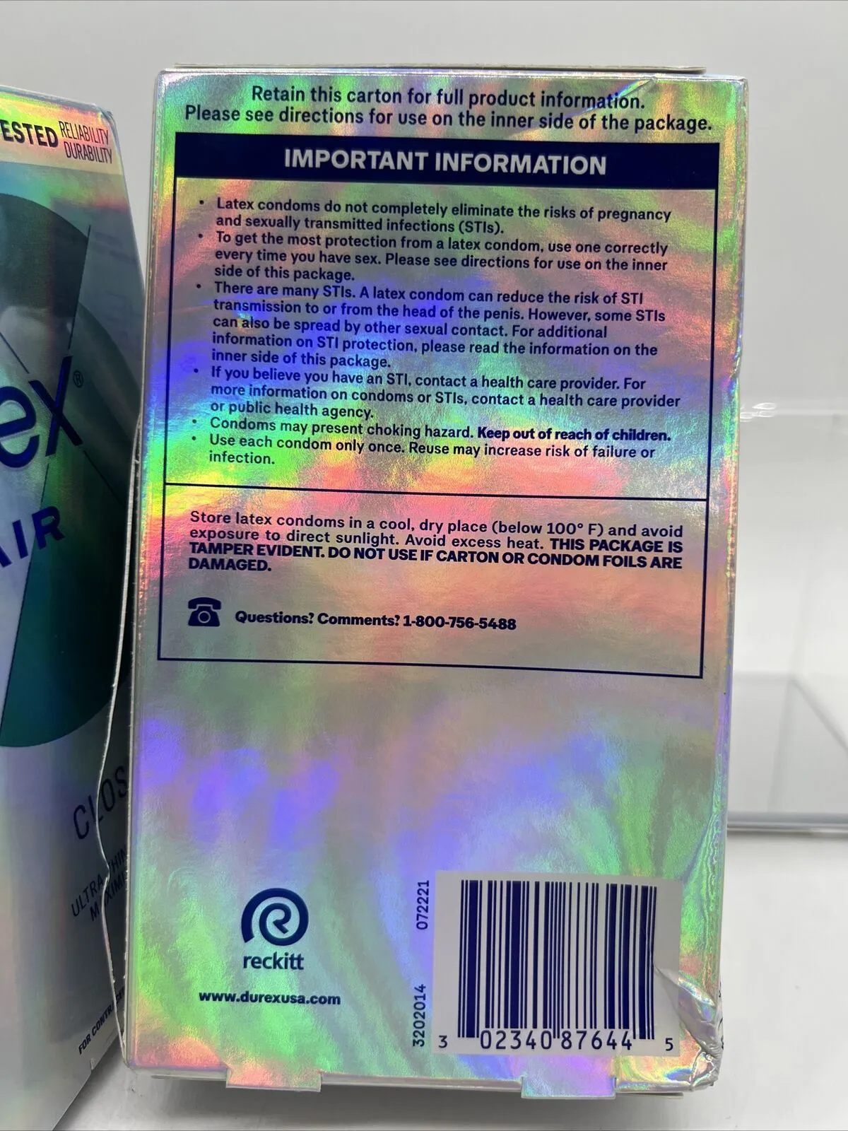 (2) Durex Air Extra Thin Transparent Natural Rubber Latex 10 Condoms 10/26