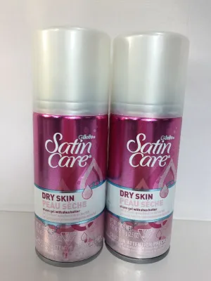 (2) Gillette Satin Care Shea Butter Shaving Gel Travel Size 2.5oz
