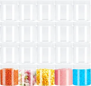 20Pack 4Oz Clear Plastic Slime Containers with Lids,Round Refillable Travel Storage Sealed Jars Wide Mouth Container for Candy,Makeup,Cosmetics,Lotions,Eye Shadow,Cream,Butters