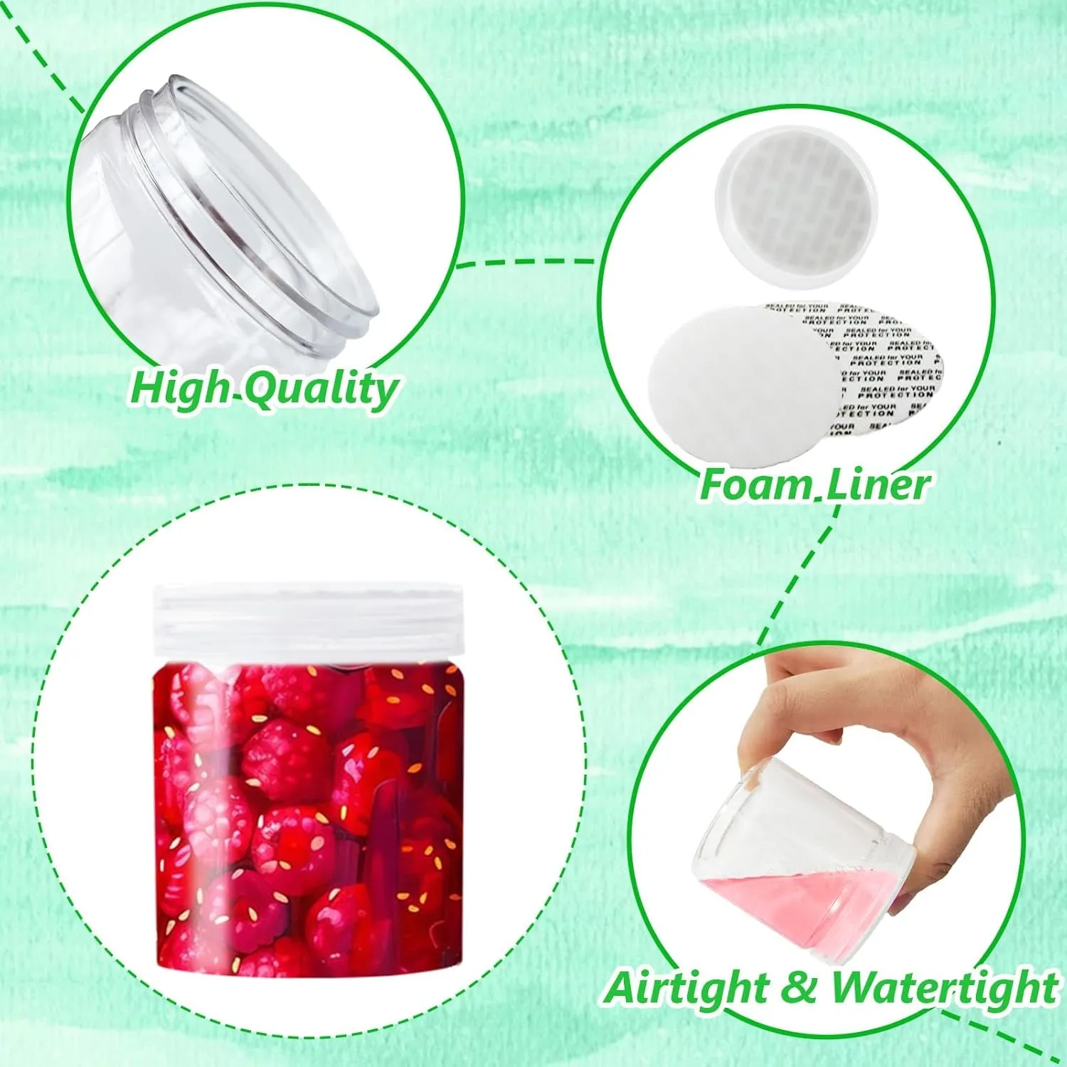 20Pack 4Oz Clear Plastic Slime Containers with Lids,Round Refillable Travel Storage Sealed Jars Wide Mouth Container for Candy,Makeup,Cosmetics,Lotions,Eye Shadow,Cream,Butters