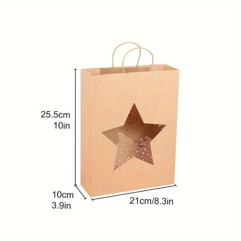 20pcs Small Kraft Paper Window Gift Tote Bag 21x25.5x10cm for Presents Shopping