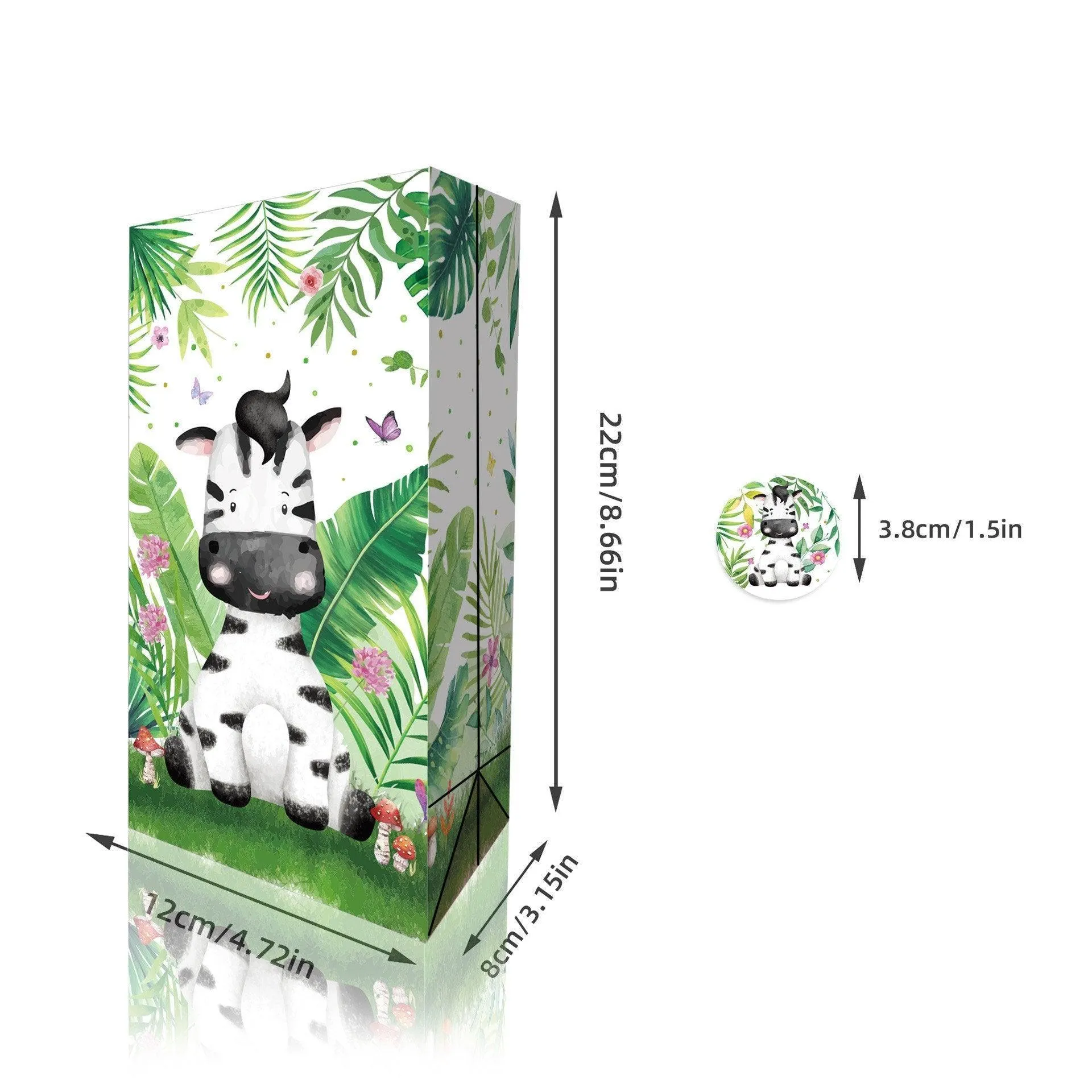 24x Jungle Animal Kraft Paper Bags Set Vibrant Designs Party Favors 4 Styles