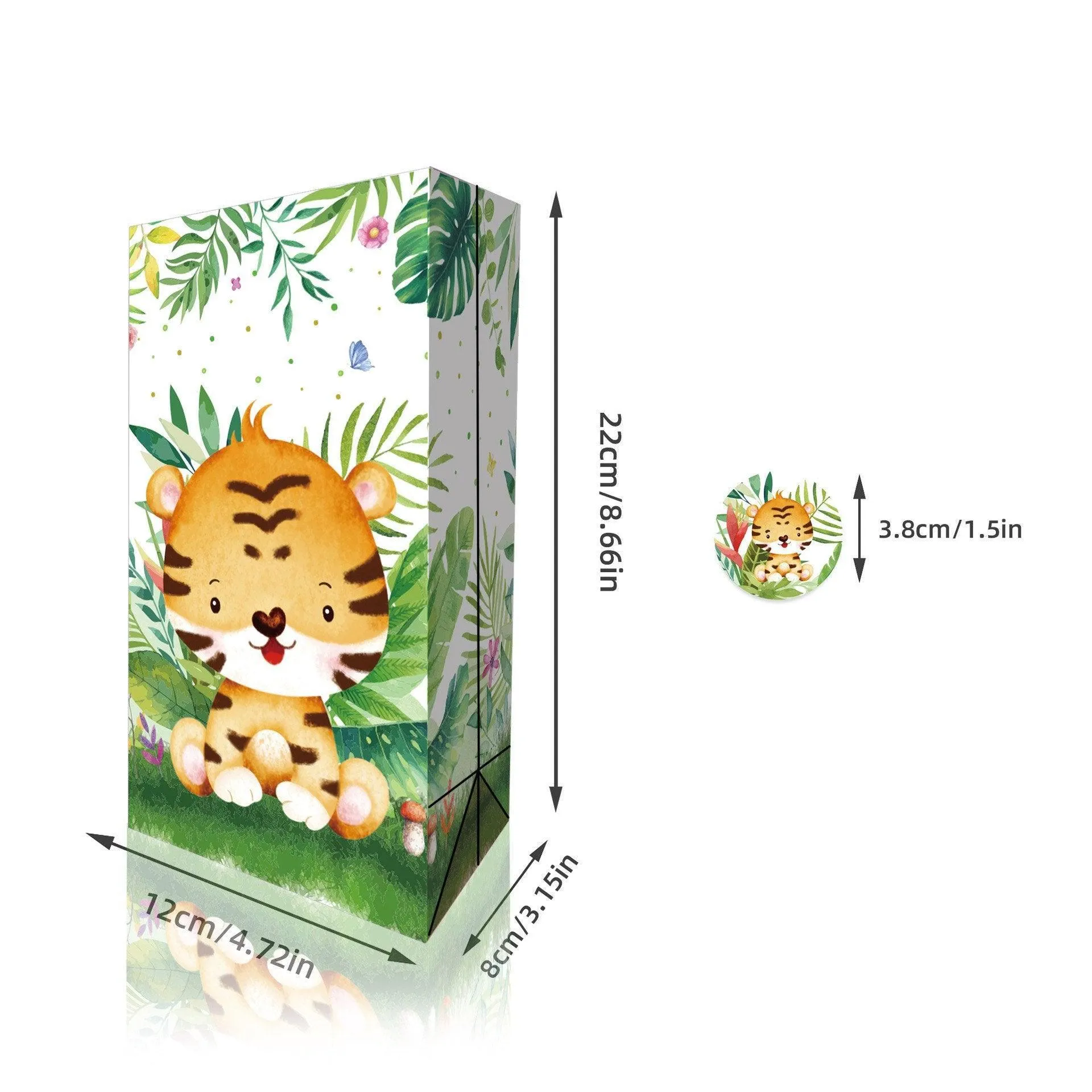 24x Jungle Animal Kraft Paper Bags Set Vibrant Designs Party Favors 4 Styles