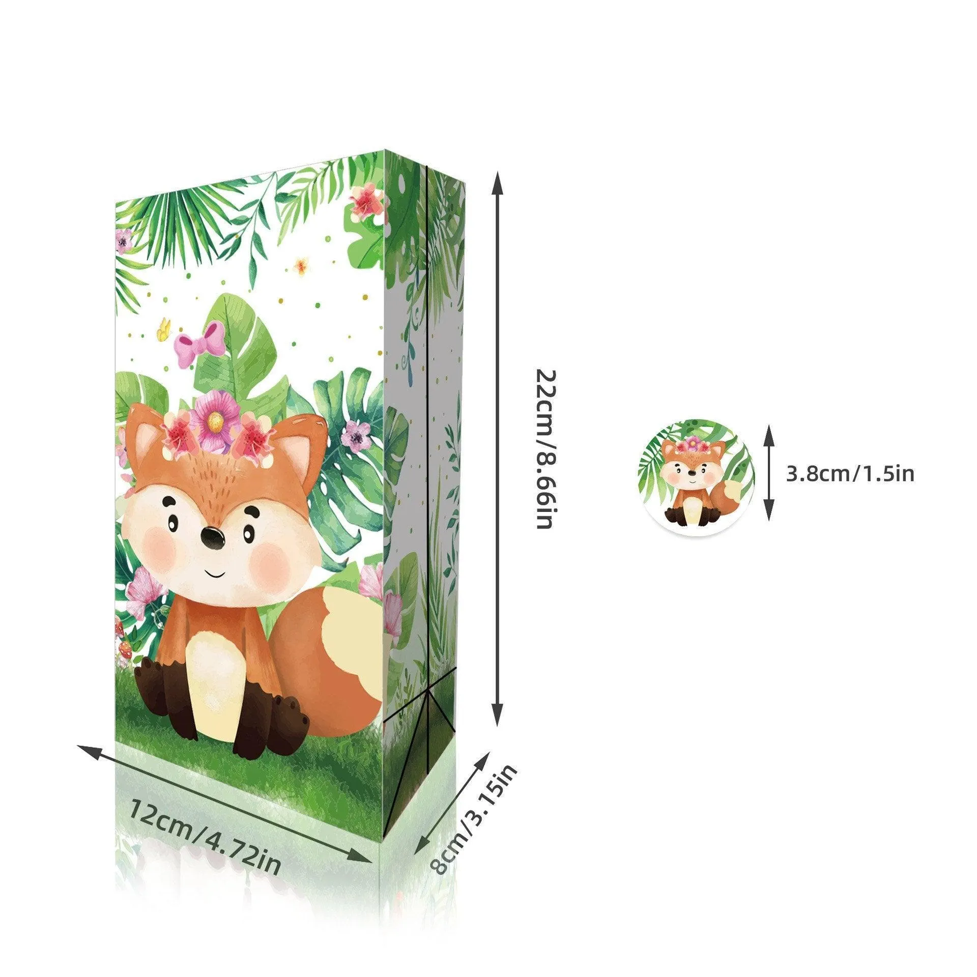 24x Jungle Animal Kraft Paper Bags Set Vibrant Designs Party Favors 4 Styles