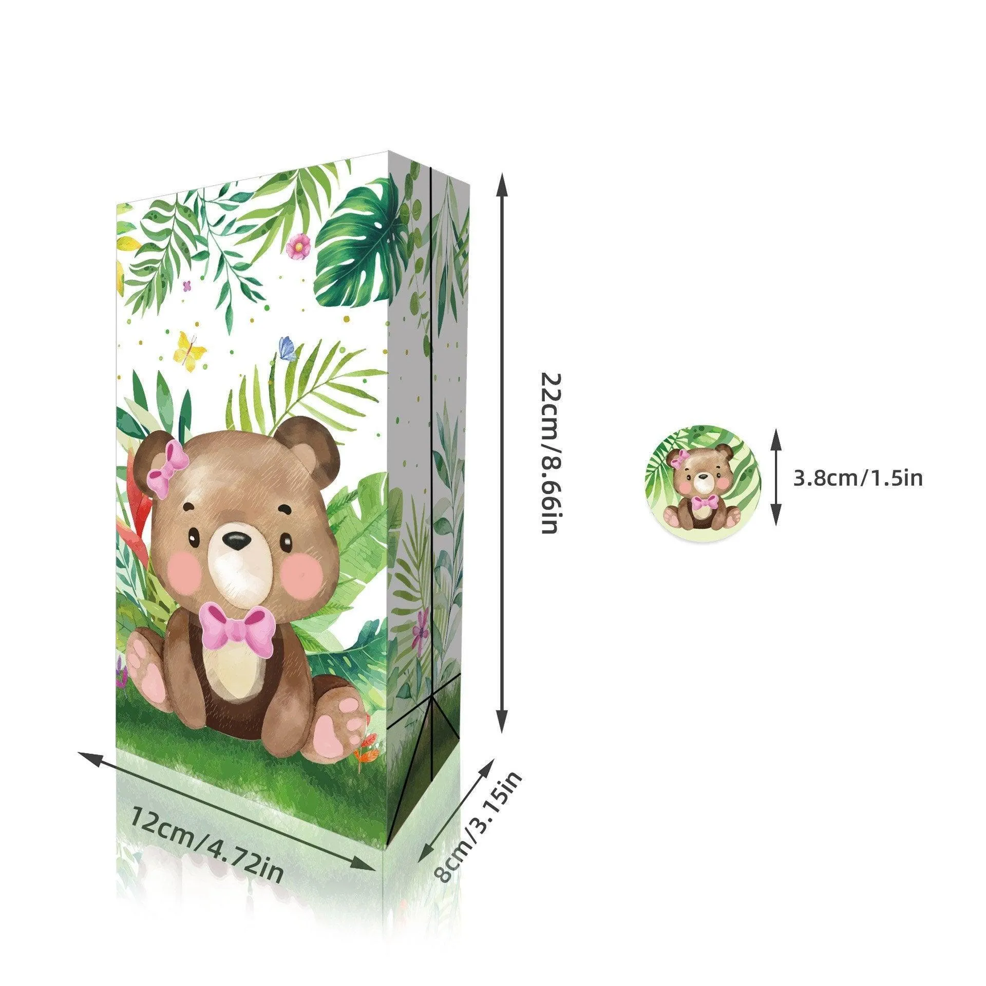 24x Jungle Animal Kraft Paper Bags Set Vibrant Designs Party Favors 4 Styles