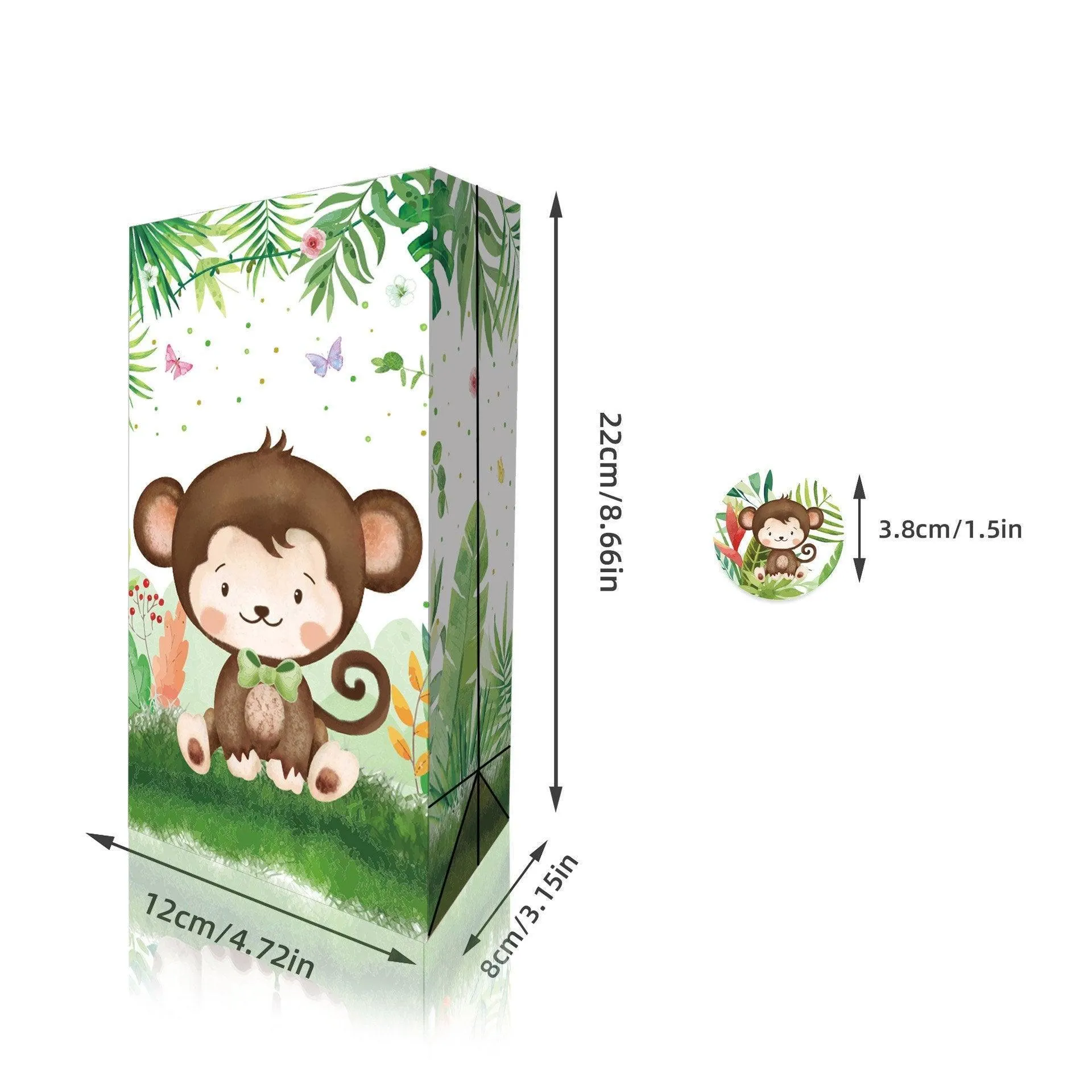 24x Jungle Animal Kraft Paper Bags Set Vibrant Designs Party Favors 4 Styles