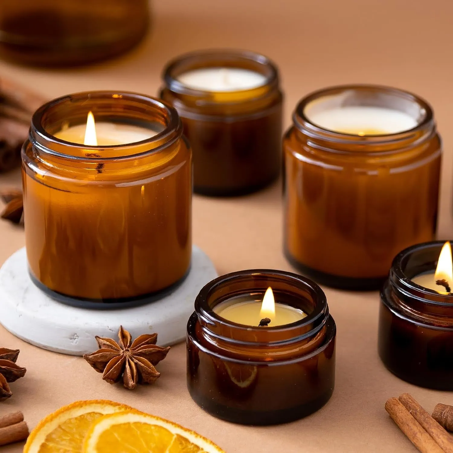 2Oz Small Glass Jars, 35 Pack Amber Glass Cosmetic Jars with Black Lids, round Sample Container with Inner Liners for Cream, Lotions, Powders and Ointments