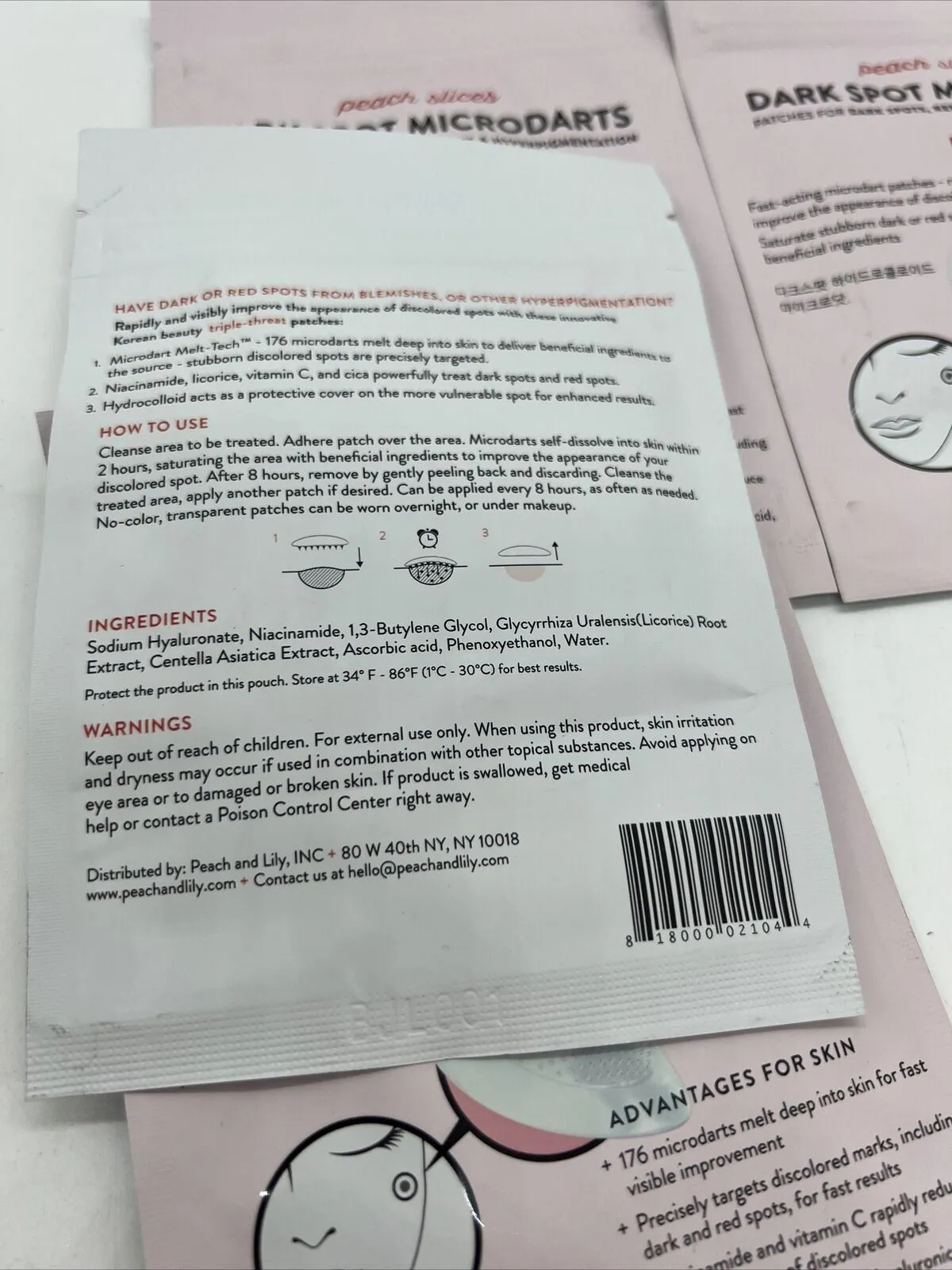 (4) Peach Slices Dark Spot MicroDarts  9 Transparent Patches Each Lily
