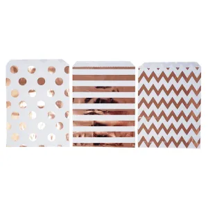 48 Polka Dot Chevron Rose Gold Food Candy Treat Party Favor Bags 5x7 Gift