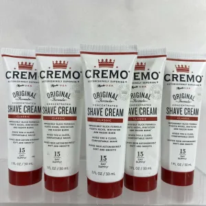 (5) Cremo Classic Concentrated Shave Creme Smooth Men 1oz Travel Gift Set