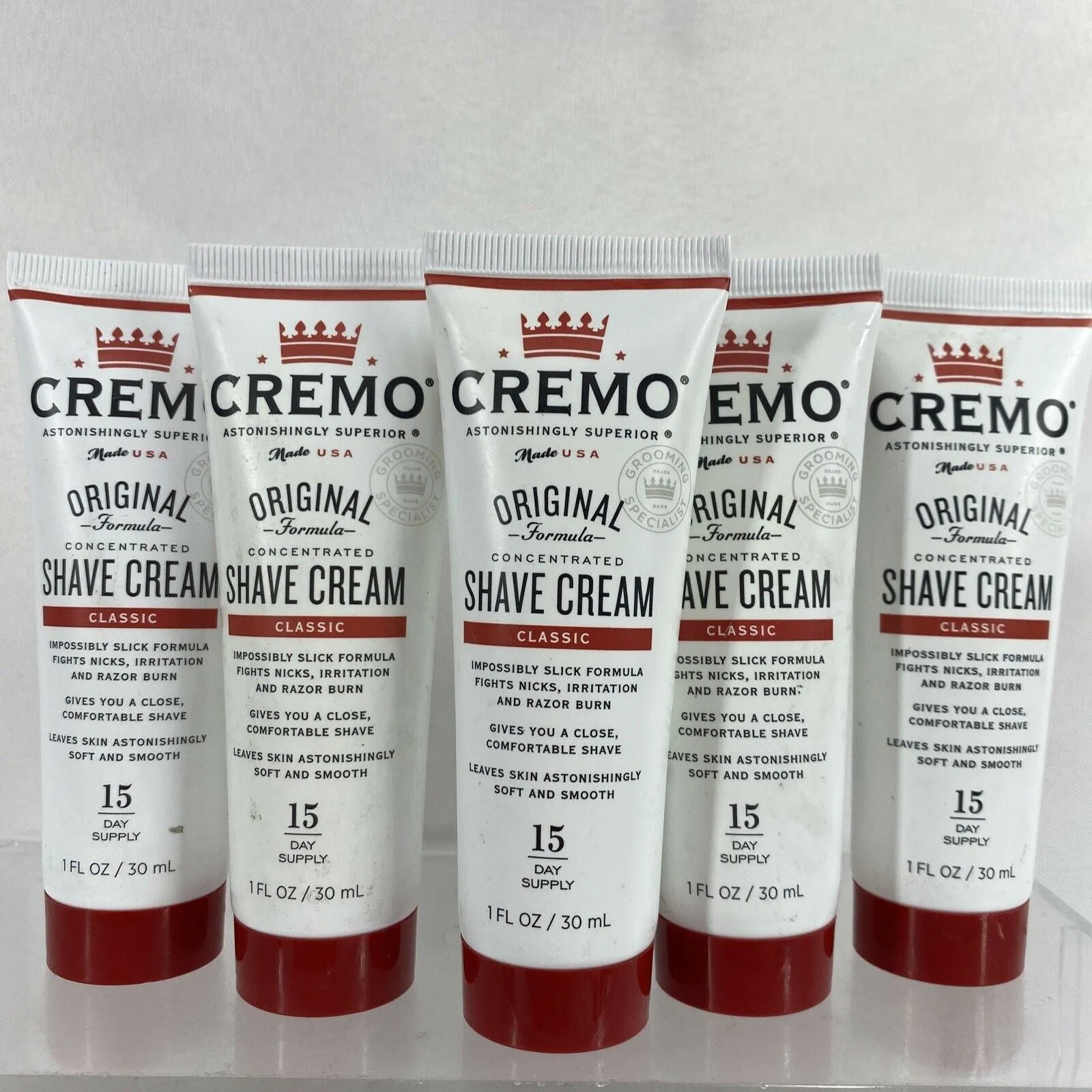 (5) Cremo Classic Concentrated Shave Creme Smooth Men 1oz Travel Gift Set
