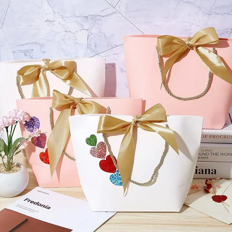 50PCS Goodie Tote Bow Tie Shopping Paper Sacks Resuable Clothing Bag 19X9X20cm