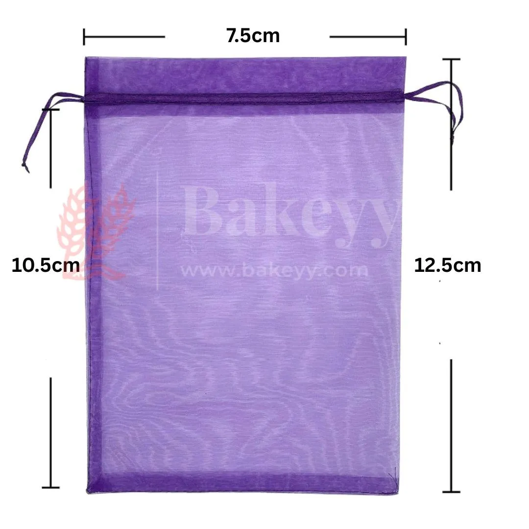 7x12cm| Purple Organza Drawstring Bag| Potli Bag for Gifting Chocolates, Jewellery| Perfect for Small Items| Pack of 50