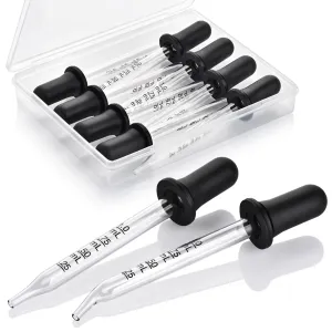 8 Pack Glass Pipette Dropper, Ear and Eye Dropper Bent & Straight Tips, 1 Ml Droppers for Essential Oils, Lab, Health Care, Crafts, Measuring and Transferring a Variety of Liquids