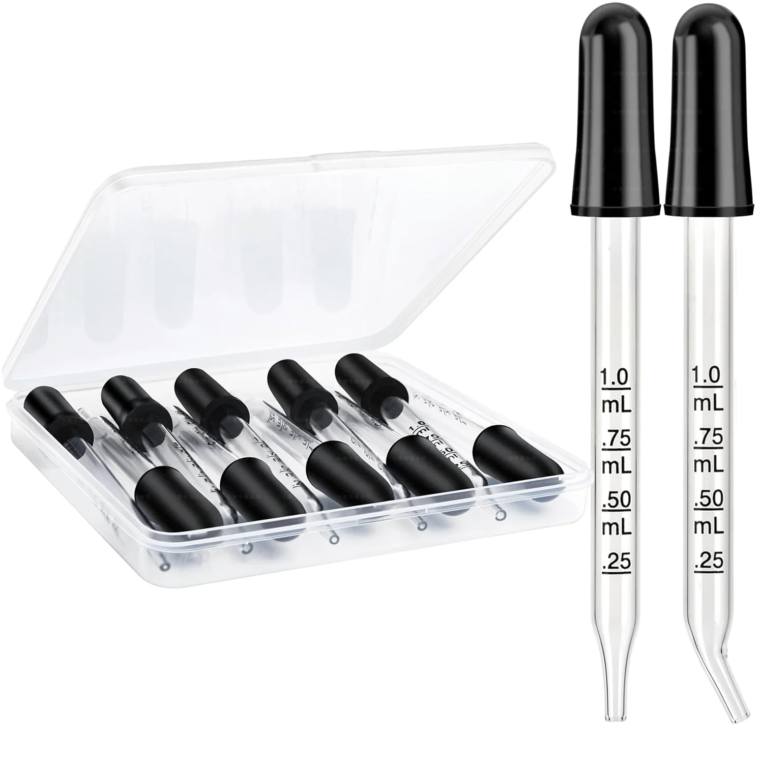 8 Pack Glass Pipette Dropper, Ear and Eye Dropper Bent & Straight Tips, 1 Ml Droppers for Essential Oils, Lab, Health Care, Crafts, Measuring and Transferring a Variety of Liquids