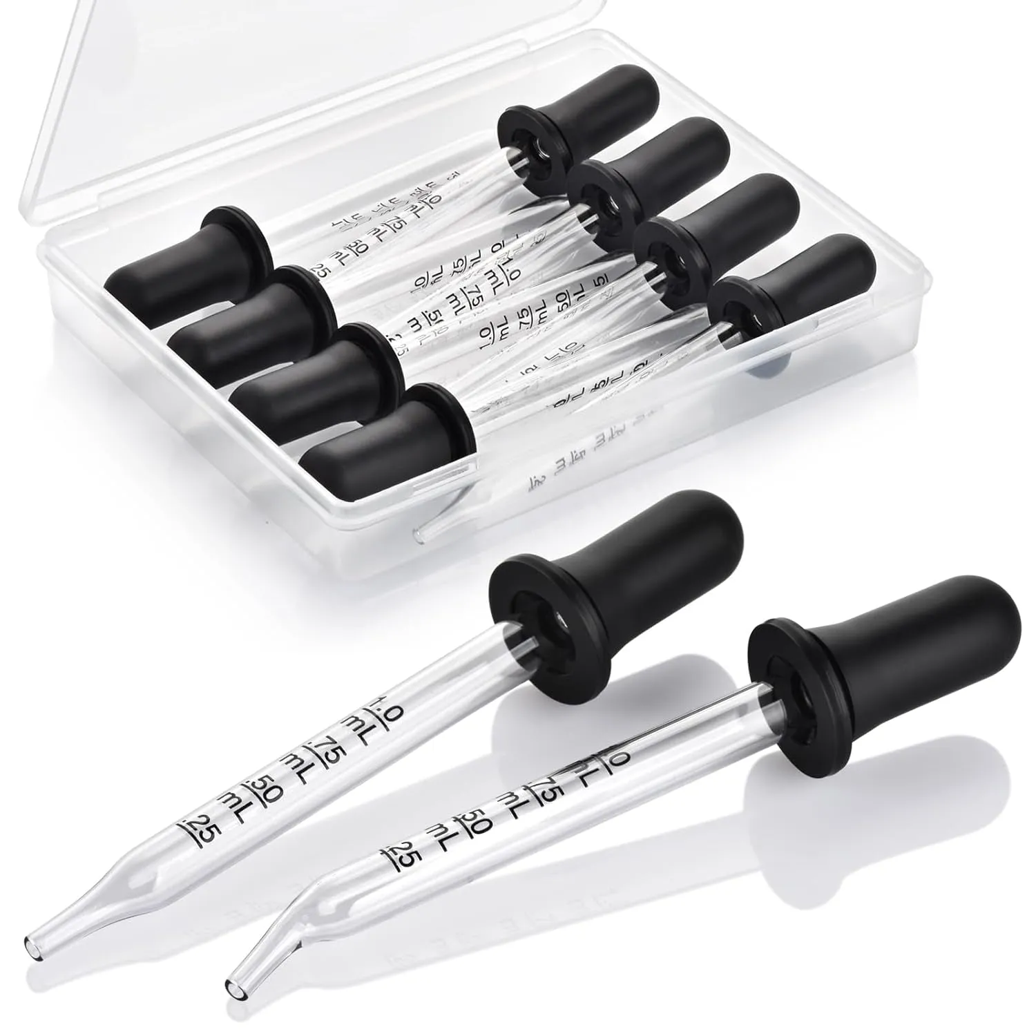 8 Pack Glass Pipette Dropper, Ear and Eye Dropper Bent & Straight Tips, 1 Ml Droppers for Essential Oils, Lab, Health Care, Crafts, Measuring and Transferring a Variety of Liquids