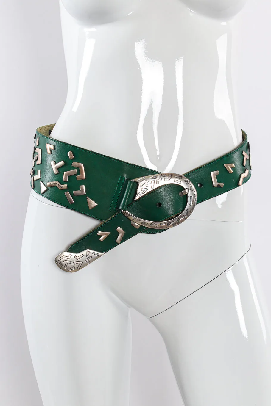 80s Deco Asymmetrical Leather Belt