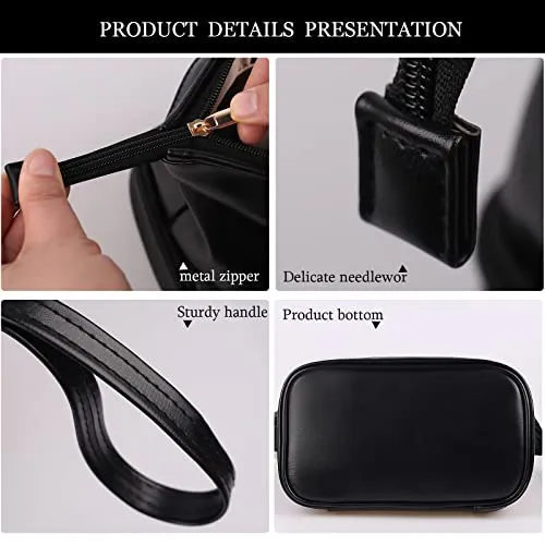 Abiudeng Large Makeup Bag for Women,Travel Makeup Organizer with Brush Holder, Dopp Kit Essentials,Waterproof Lozenge Cosmetic Bag for Traveling,Multi Compartment,Cute,Spacious Capacity-Black