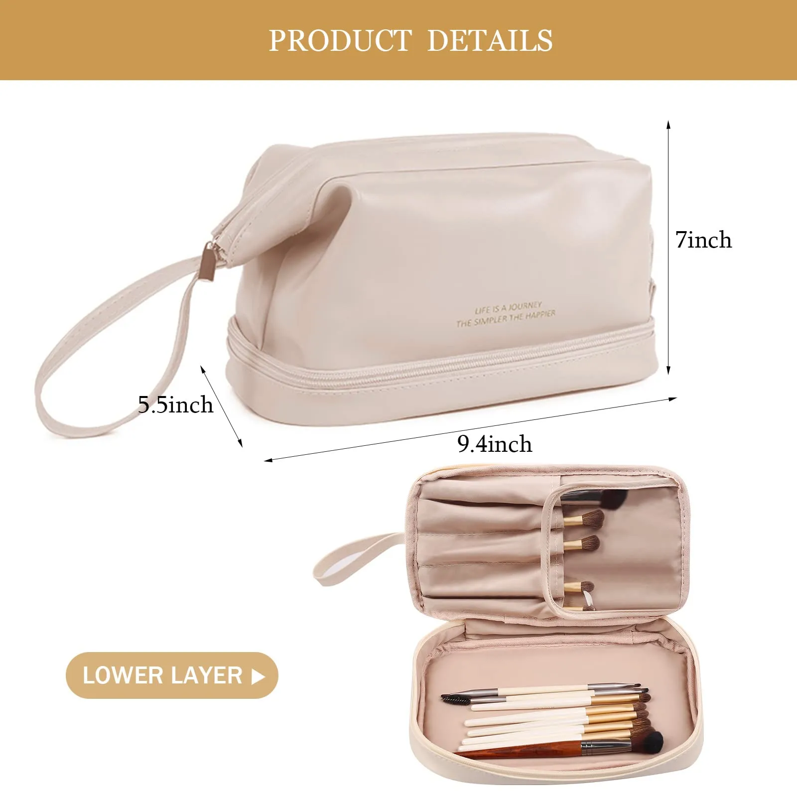 Abiudeng Large Makeup Bag,toiletry bag for women,Waterproof Cosmetic Bag,Make up Travel Bag Essentials,Cute Travel Toiletry Bag with compartments,Makeup Bag Organizer with Bottom Pouch