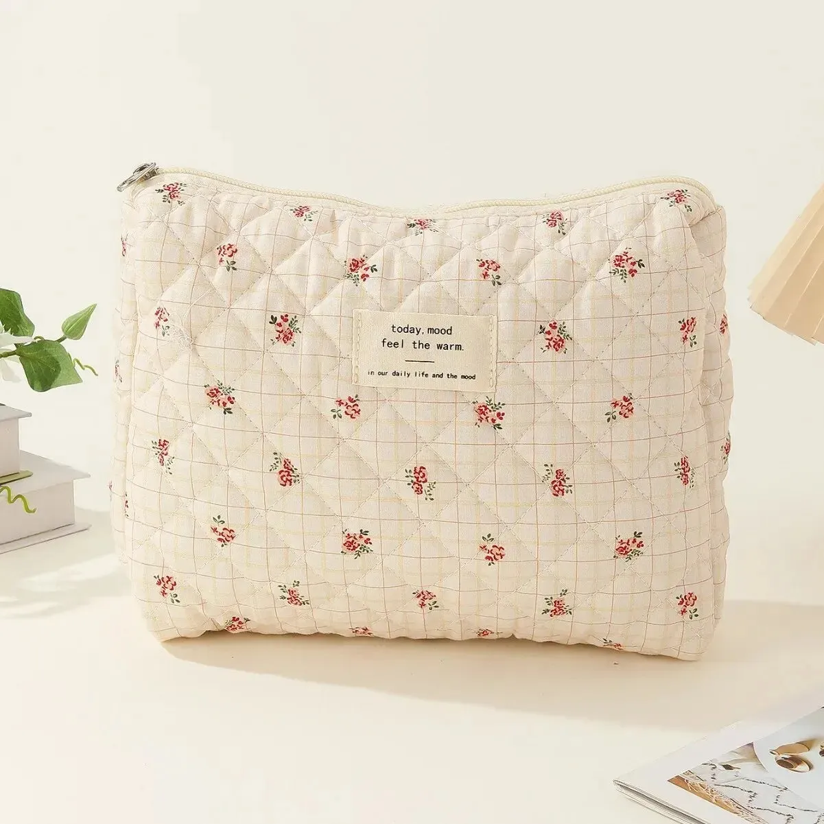 Ailany | Elegant Quilted Floral Makeup Bag