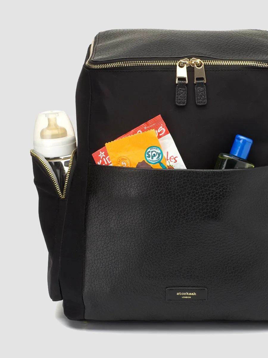 Alyssa Diaper Bag Black & Gold Leather